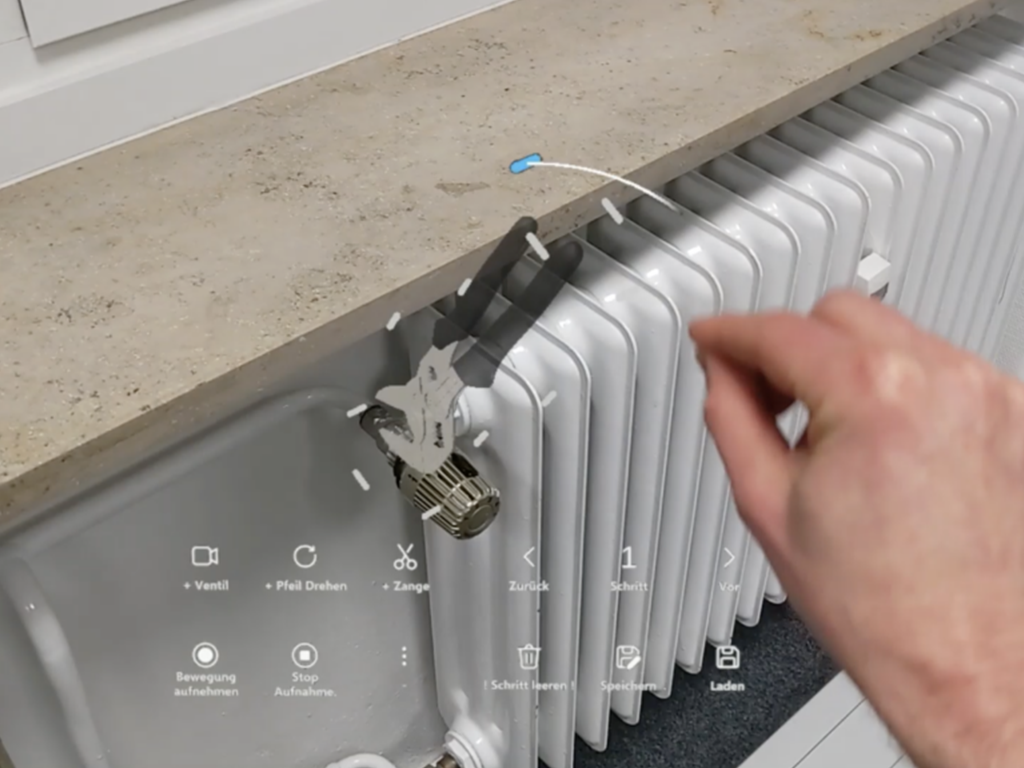 virtuelle 3D Wasserpumpenzange zum Anzeigen des Bewegungsablaufes