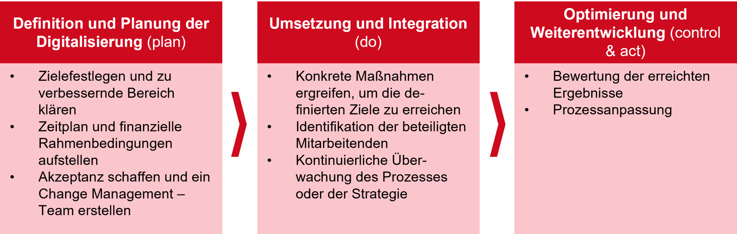 Schrittweise Implementierung unter Nutzung des PDCA-Zyklus