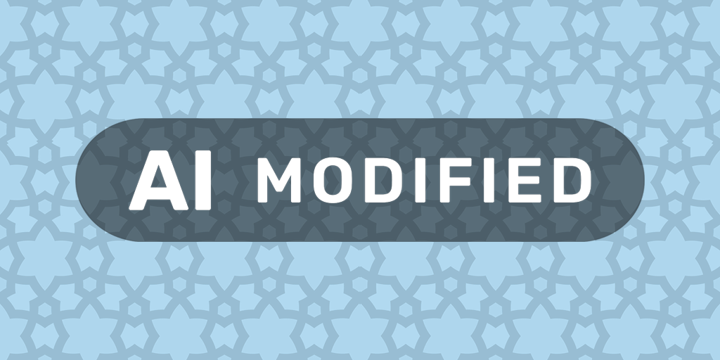 AI-modified Icon, schwarz-transparent auf hellem Hintergrund mit Muster, Schrift im Icon bleibt opak